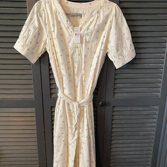 LOFT Geo Puff Sleeve Midi Dress-NWT - Picture 5 of 5